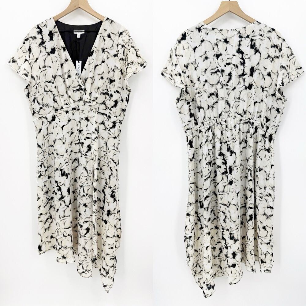 Prologue Midi Dress‎ XXL Asymmetrical Hem Abstract Monochrome Minimalist Artsy